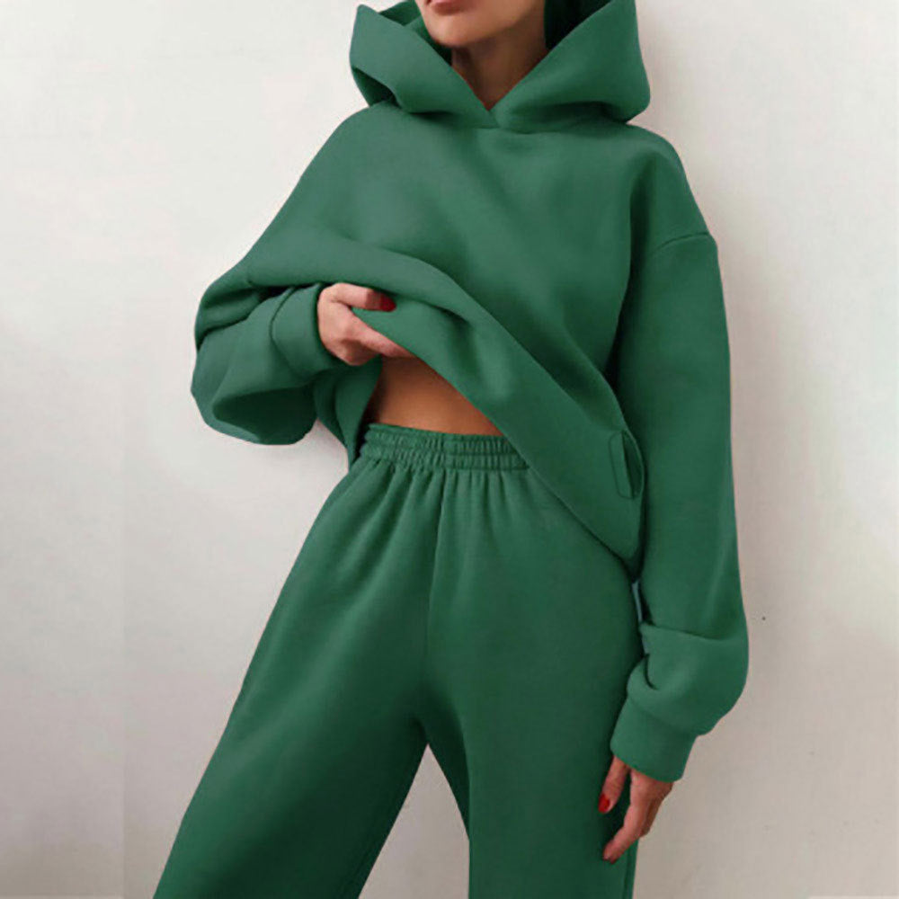 Green cropped hoodie & jogger set