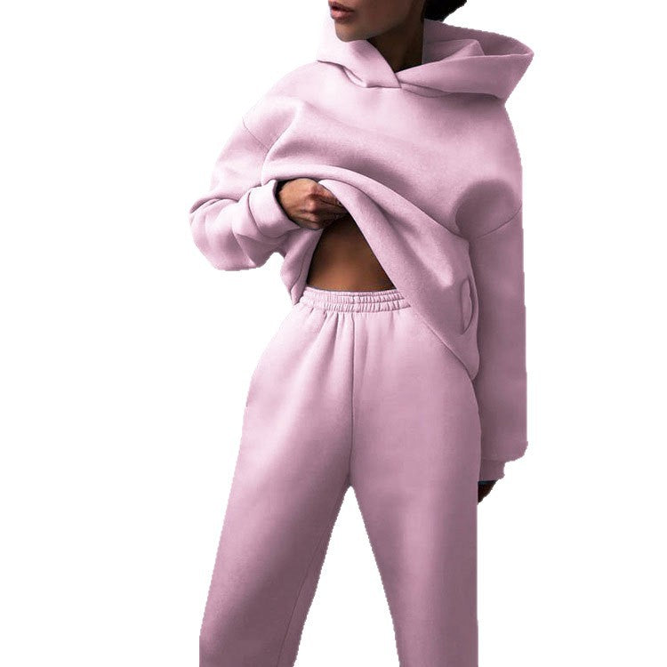 Pink cropped hoodie & jogger set